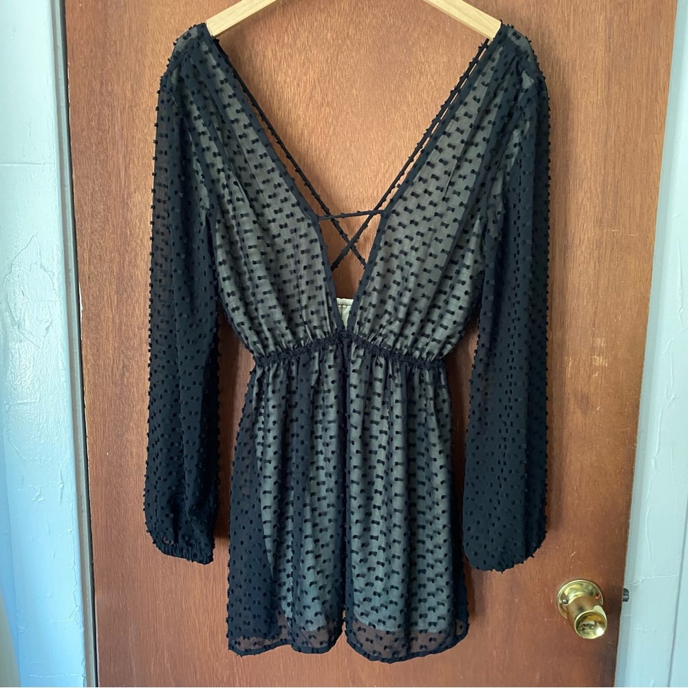 Wildfox black sheer dot dress size small never worn!